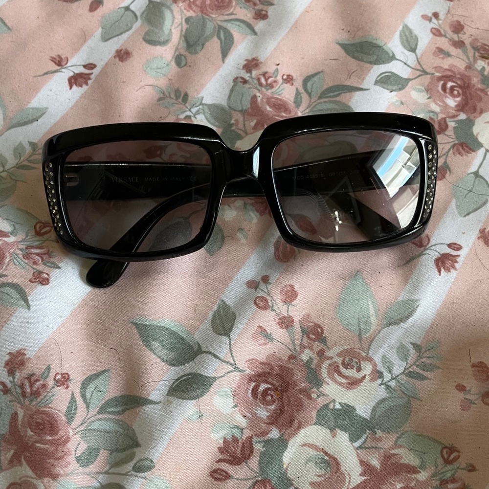 Versace Black Sunglasses with Rhinestone Accents